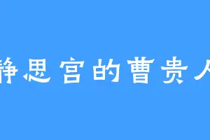 静思宫的曹贵人
