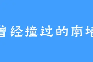 曾经撞过的南墙