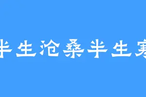 半生沧桑半生寒