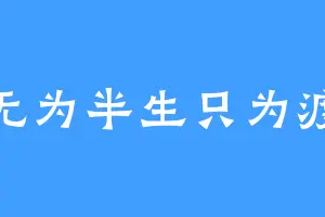 无为半生只为渡